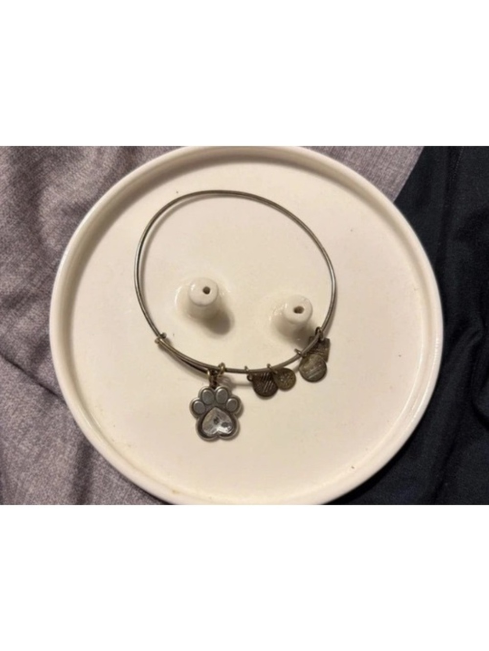 Alex and Ani gemmed crystal paw prints of love charm bracelet